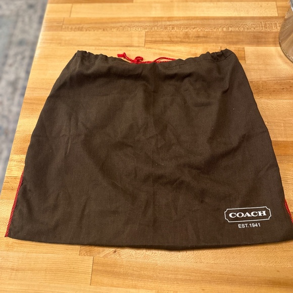 Dark brown Coach light weight canvas dust bag w/red stitching - Picture 1 of 5